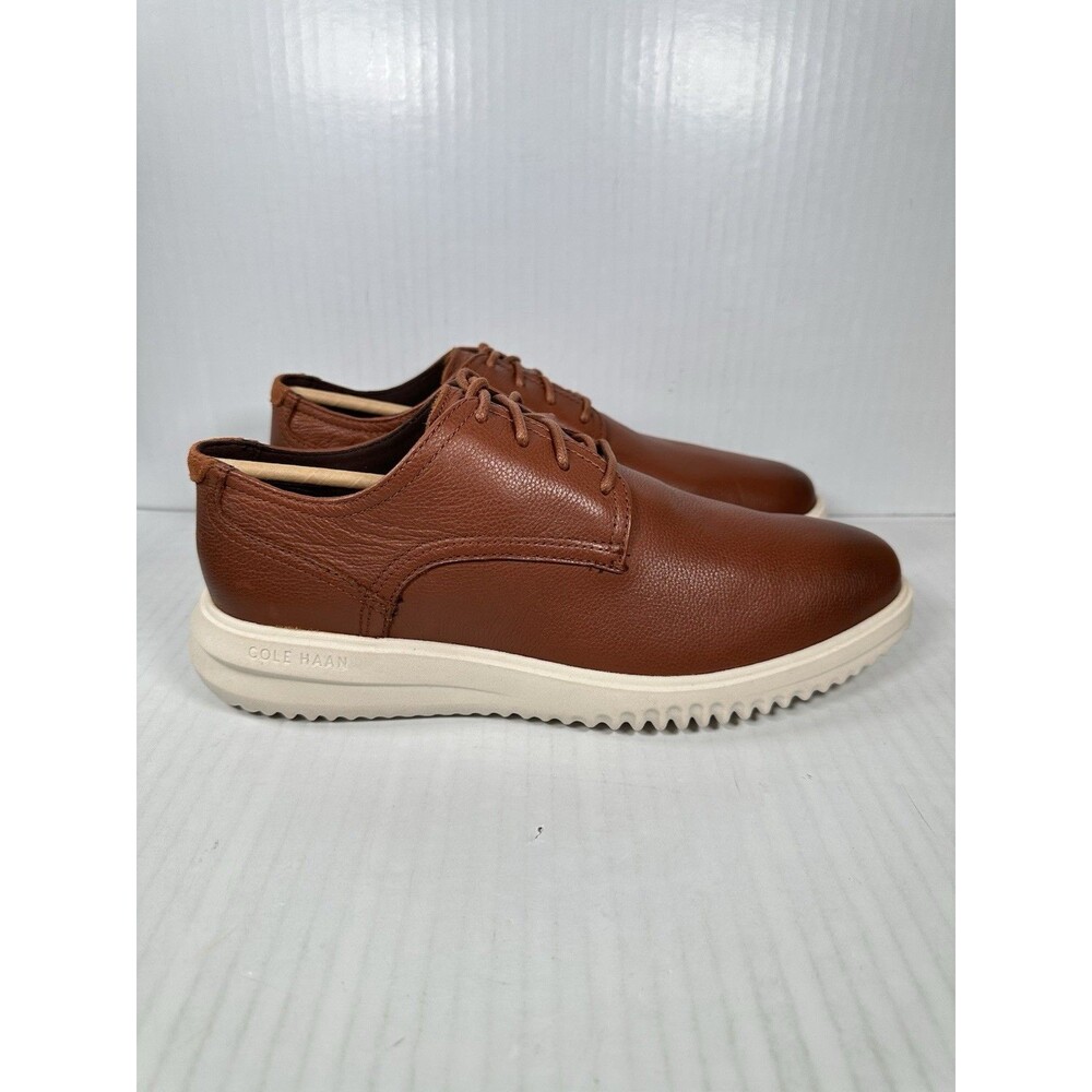 Size 8.5 Cole Haan Grand Plain Toe Oxford Men C36935 British Tan Tumbled Leather